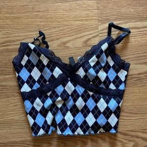 Divided size S H&M Blue, Navy blue, and white tank